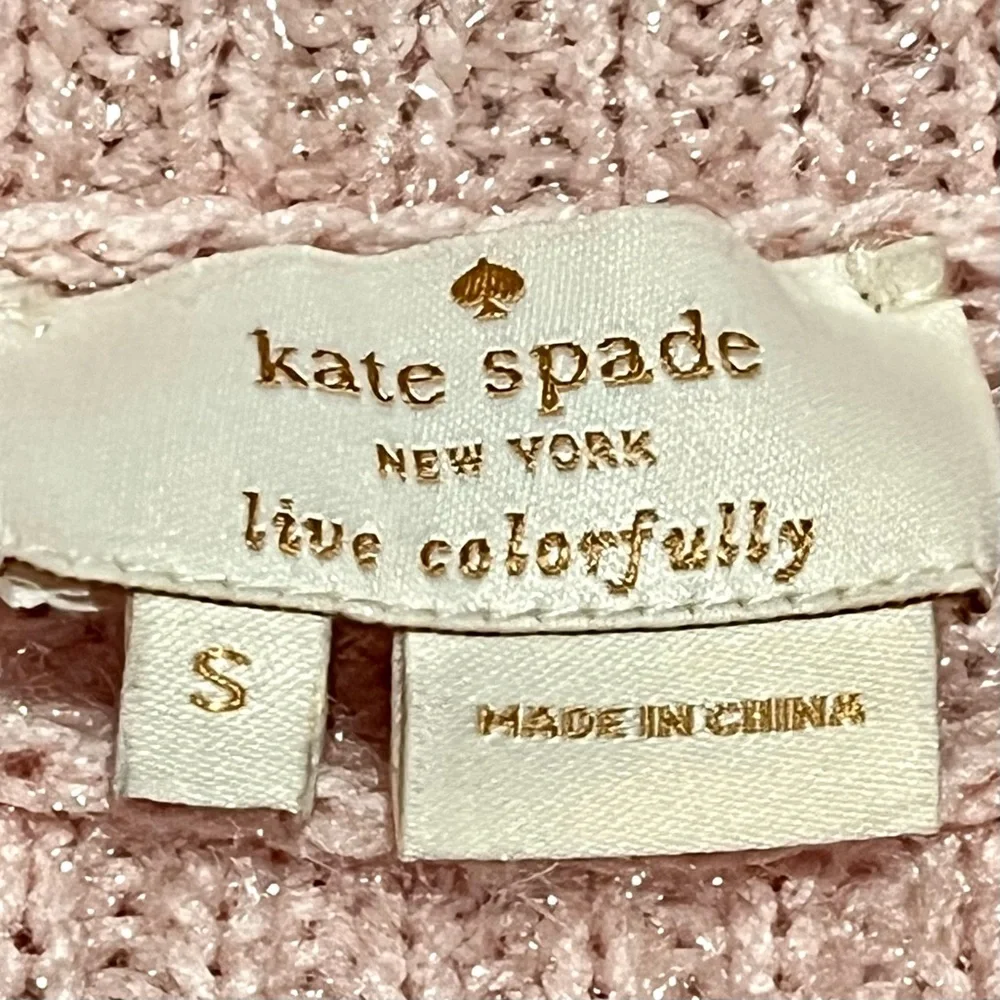Kate Spade Sparkling Pink Metallic Turtleneck Sweater – Size Small - Picture 7 of 10